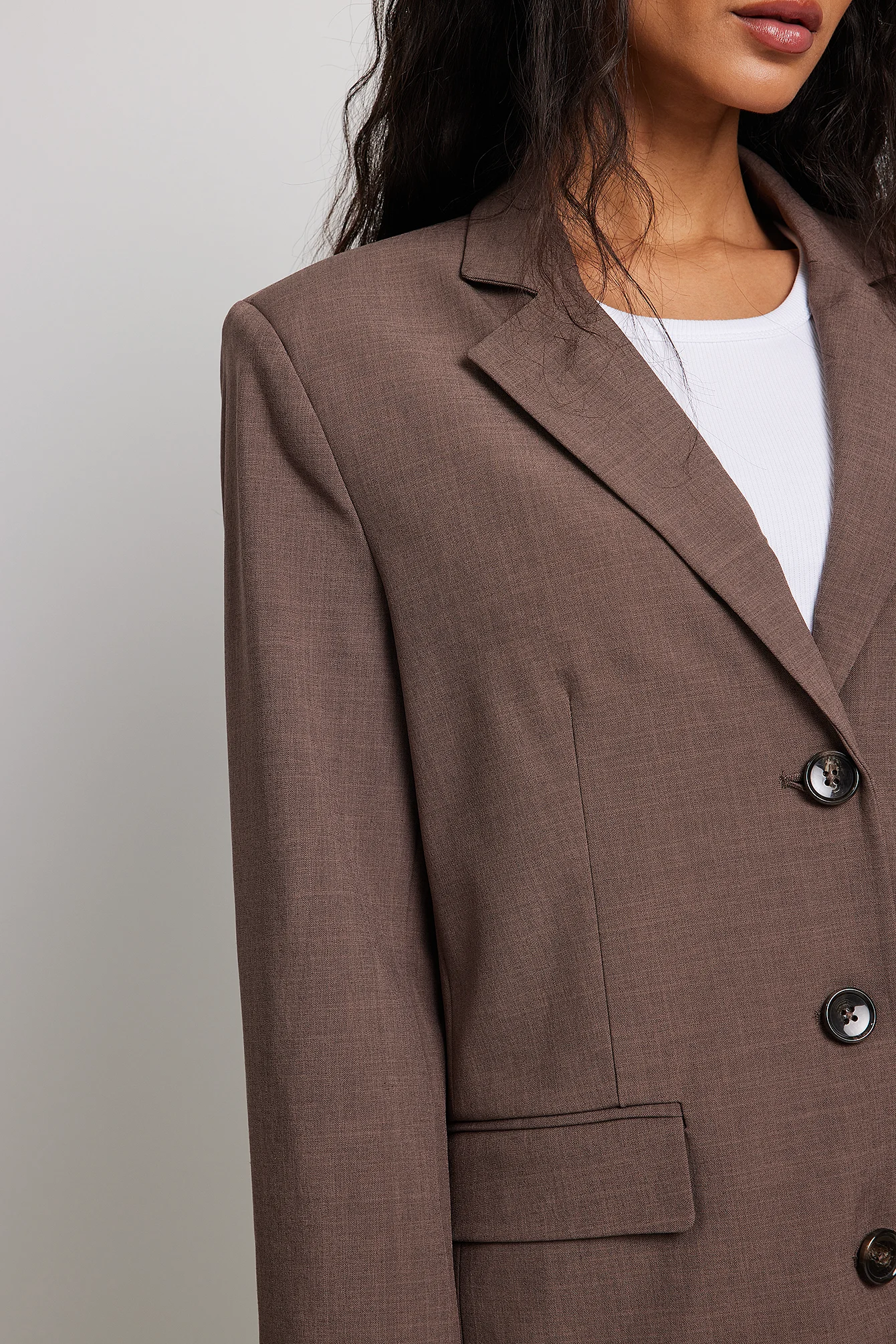 Melange-Blazer in Oversize mit drei Knöpfen