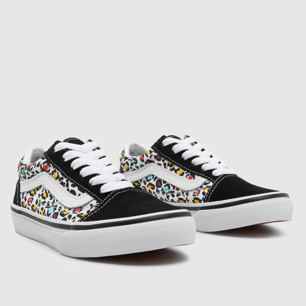 Vans vita multifärgade old skool leopardfärgade flickor juniorsneakers