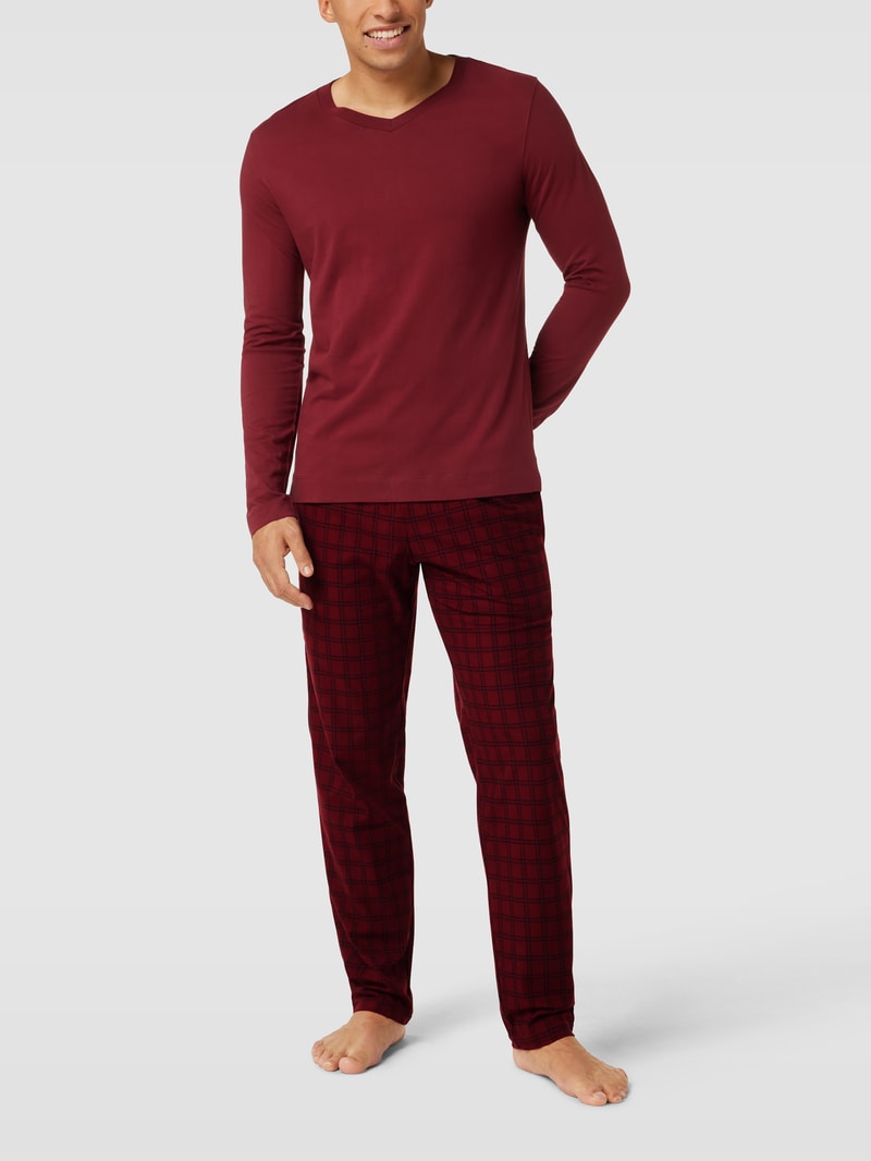 Pyjama-Hose mit Karomuster in dunkelrot