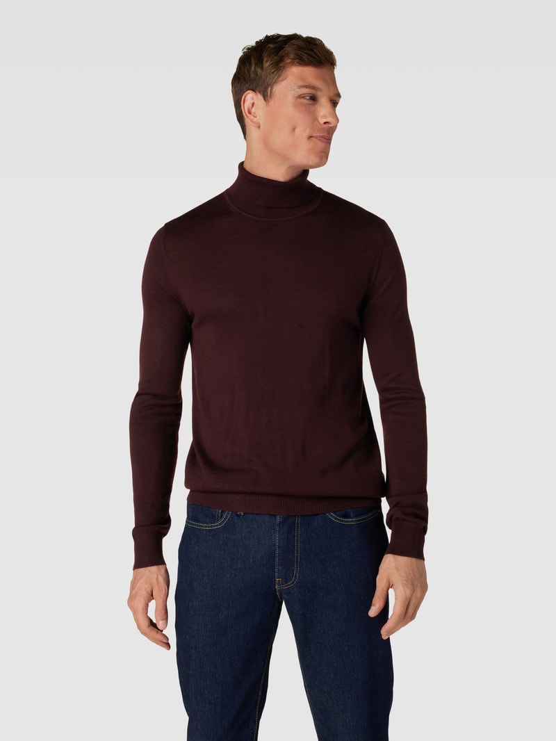 Pullover mit Stehkragen in bordeaux rot