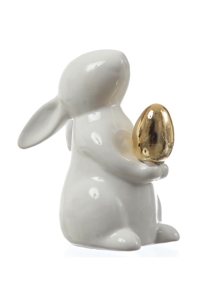 MARELIDA Hase mit goldenem Ei Osterhase Osterdeko Dekofigur H: 13cm in weiß günstig kaufen onesize