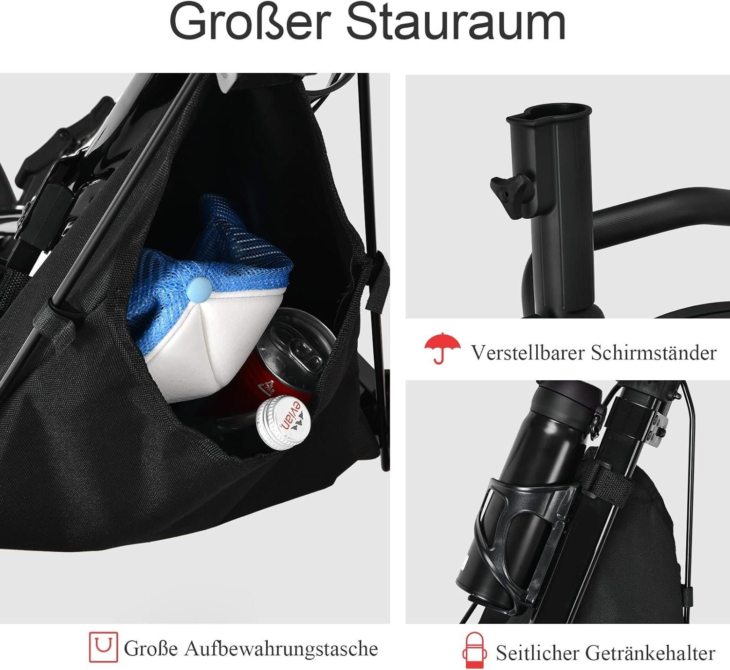 KOMFOTTEU Golftrolley Golfwagen, 3-Rad Trolley, mit abnehmbarem Sitz