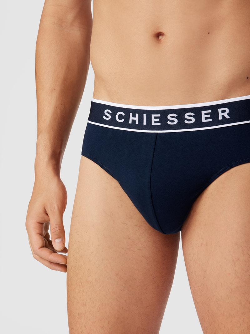 Slip mit Logo-Bund im 3er-Pack in marineblau