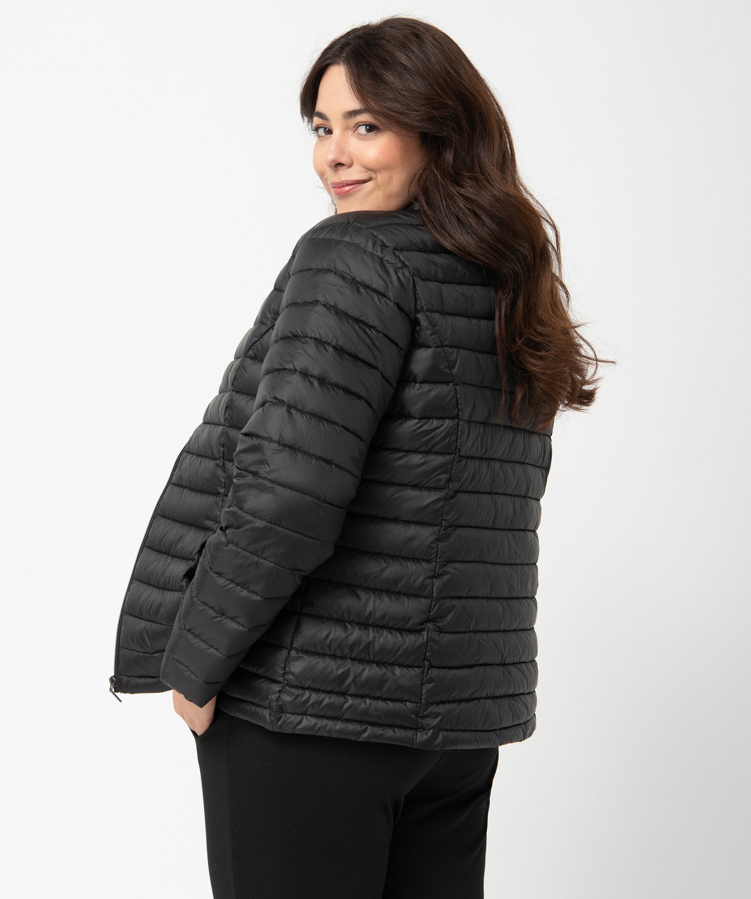 Doudoune femme grande taille matelassage fin avec col montant noir | GEMO
