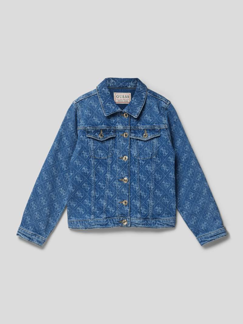 Jeansjacke mit Allover-Muster in blau