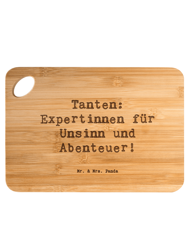 Mr. & Mrs. Panda Bambus - Schneidebrett Spruch Tante Abenteuer m... in Braun günstig kaufen onesize