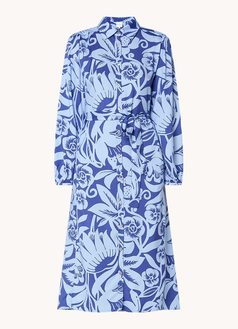 Rochie-cămașă midi Amira de la Josephine & Co., cu imprimeu floral și curea legată.