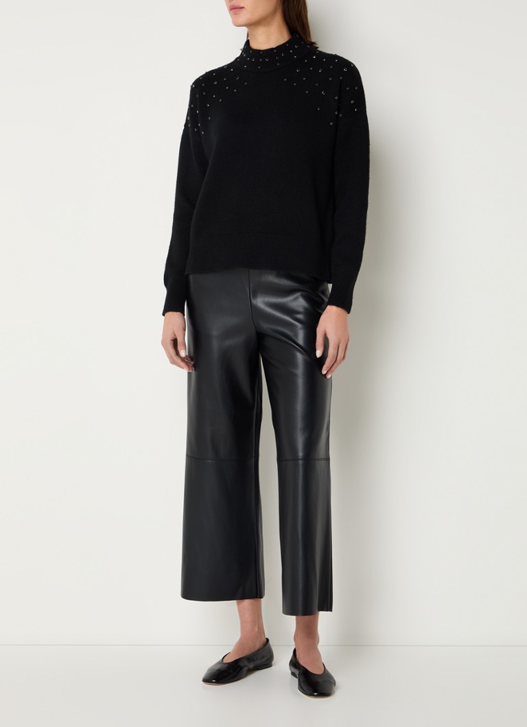 Pantaloni scurți cu talie înaltă din piele ecologică Benetton