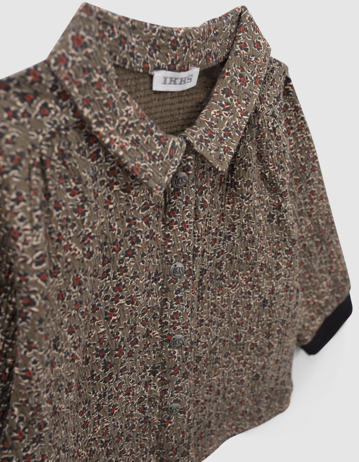 Blouse kaki imprimé léopard floral bébé fille