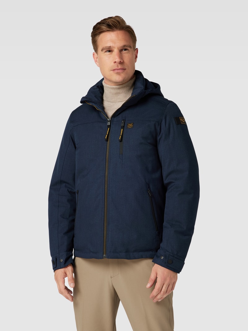 Jacke mit Label-Details Modell 'STRATOR' in marineblau