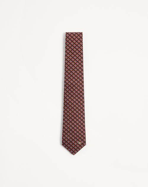 Gravata Valentie em jacquard de algodão com motivo Chamber e detalhe do logotipo V exclusivo.