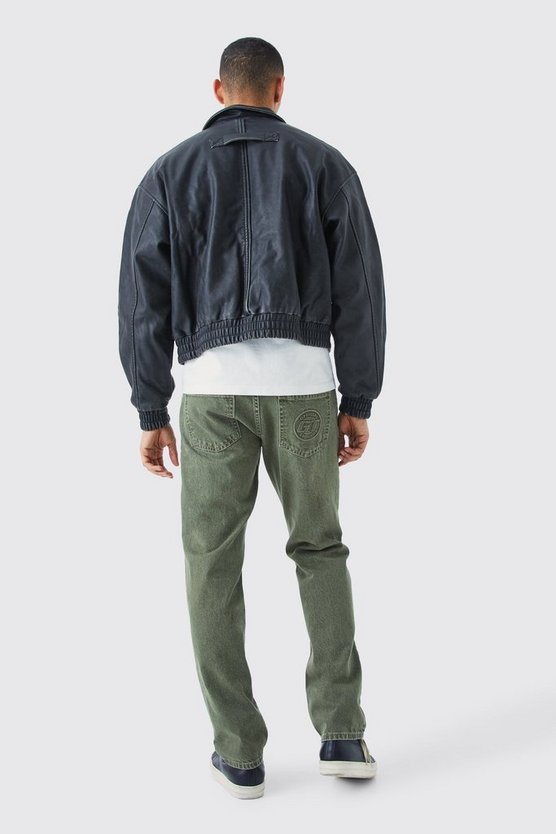 Kastige Bomberjacke mit PU-Kragen