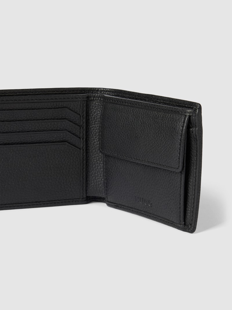 Portemonnaie aus Leder mit Strukturmuster Modell 'Subway' in schwarz
