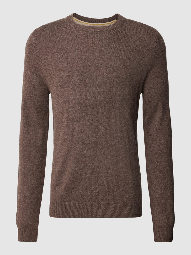Strickpullover in melierter Optik in dunkelbraun meliert