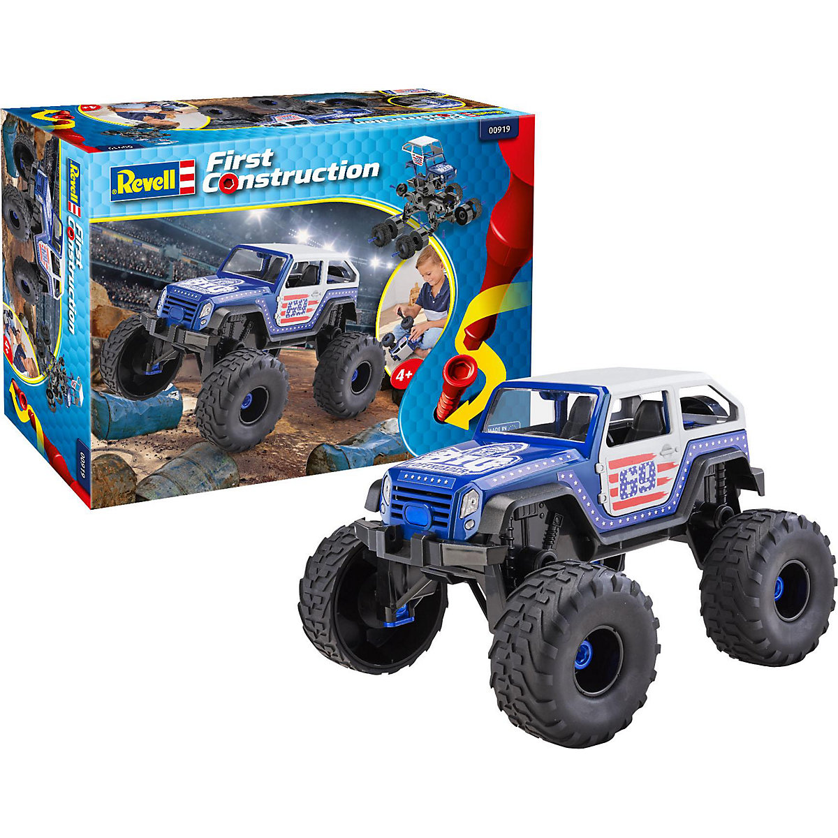 Monster Truck, Revell First Construction, Bausatz für Kinder ab 4 im Maßstab 1:20, 45 Teile, 21,5 cm