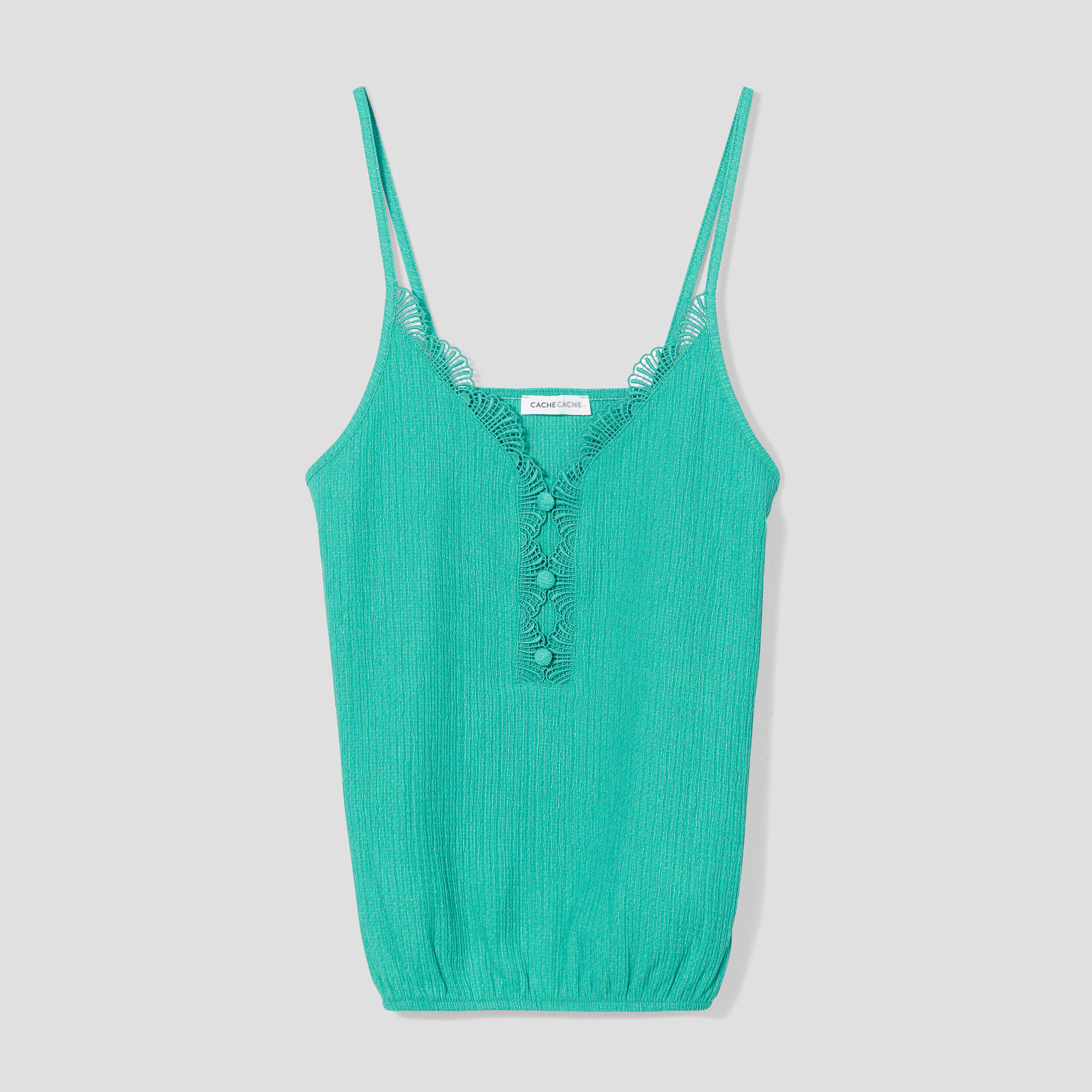 Débardeur détails dentelle vert femme | Cache Cache