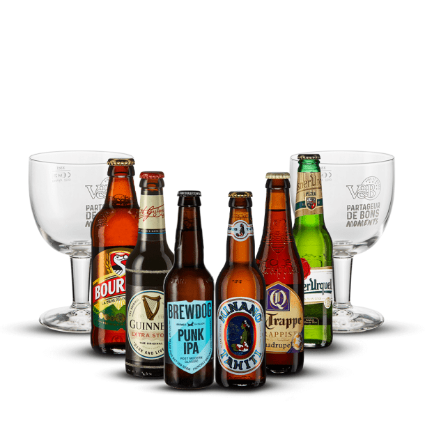 Pack 6 Bières du monde + 2 Verres