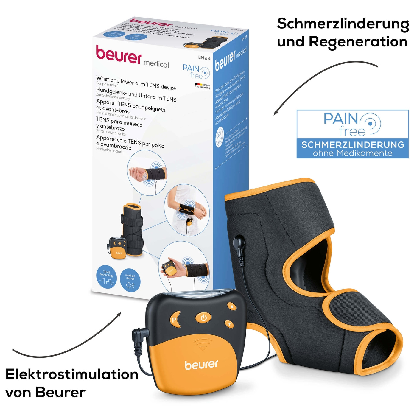 Beurer Handgelenk / Unterarm TENS EM 28-TENS-Gerät zur Schmerztherapie & Regeneration für Handgelenk/Unterarm