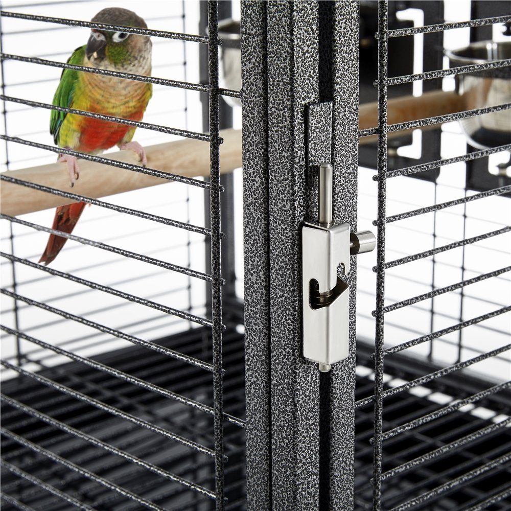 Yaheetech Vogelkäfig, Vogelvoliere Kleintierkäfig Vogelhaus mit 2 Sitzstangen