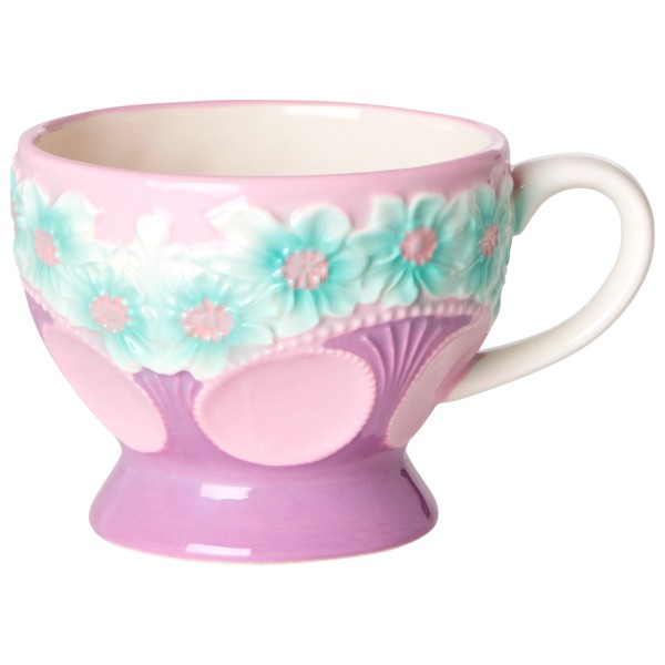 Rice - Ceramic Mug with Embossed Flower Design - Becher