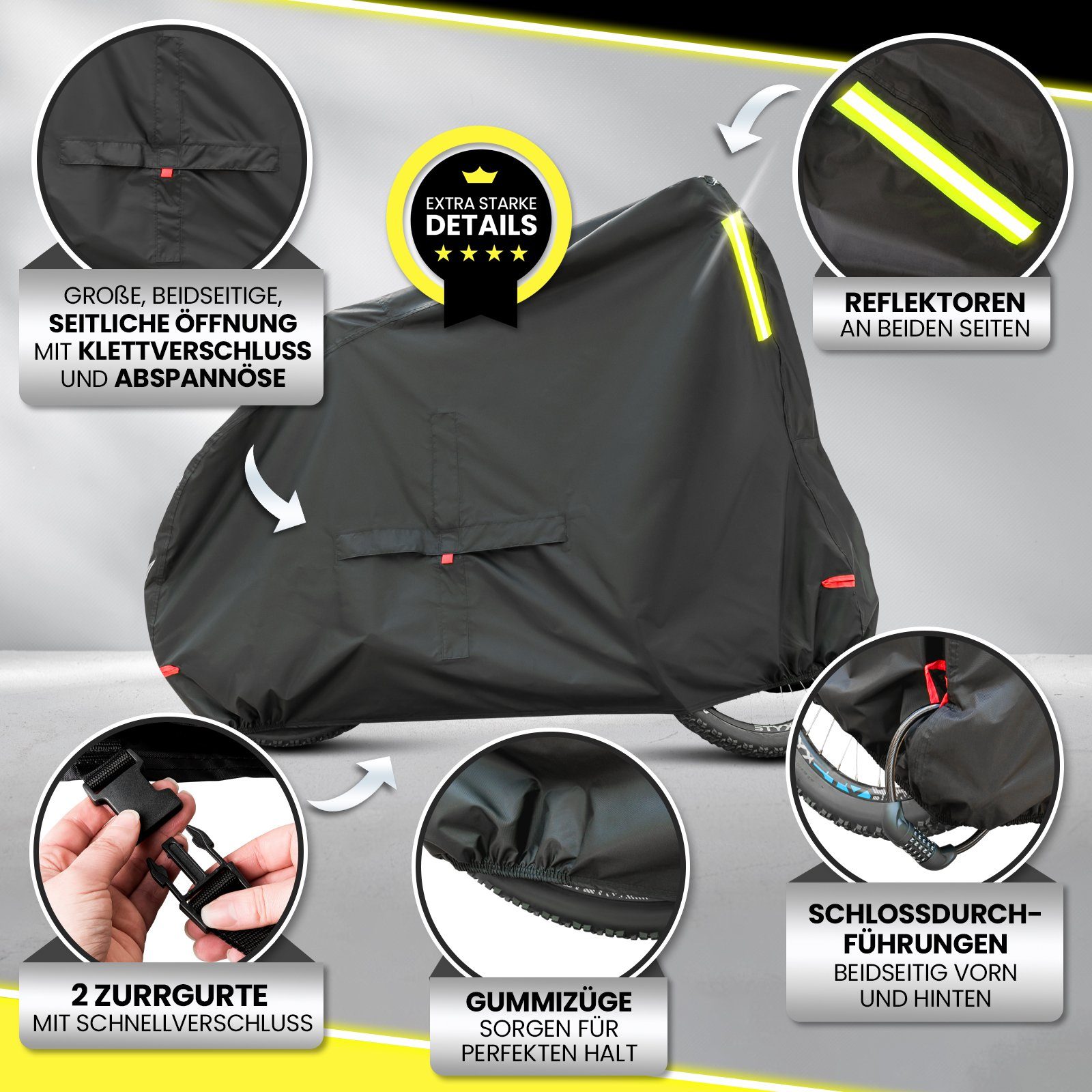 Dunlop Fahrradschutzhülle Fahrradgarage Rad Abdeckung bike cover, Premium Fahrradabdeckung Anti Rost 200x92x120 cm mit Transportbeutel