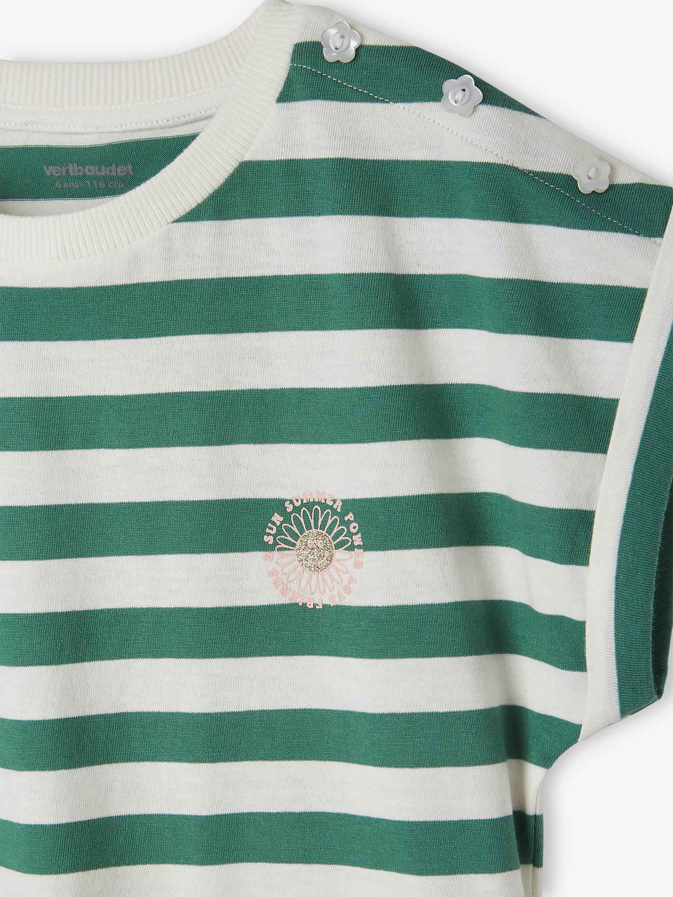 Vertbaudet Mädchen T-Shirt, personalisierbar Oeko-Tex - grün gestreift
