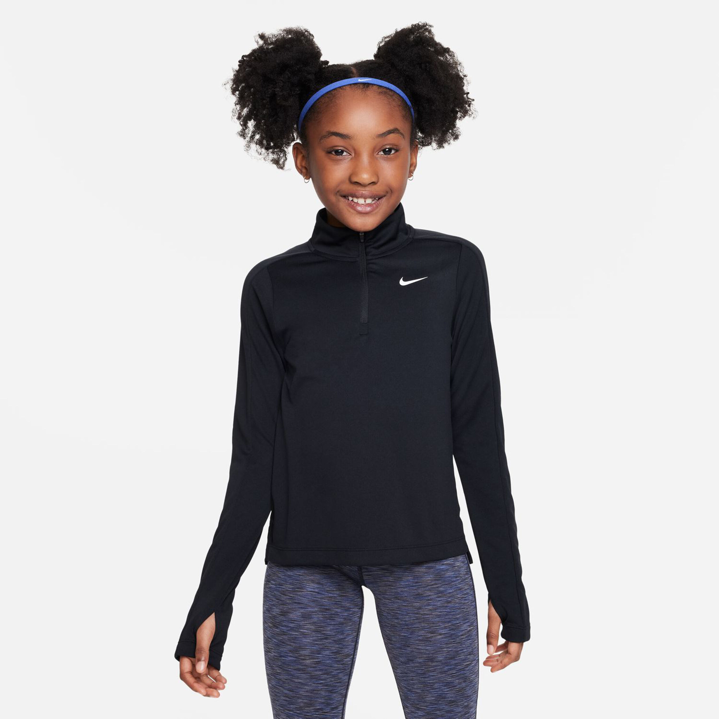 Dri-Fit Half-Zip Longsleeve Mädchen - Schwarz