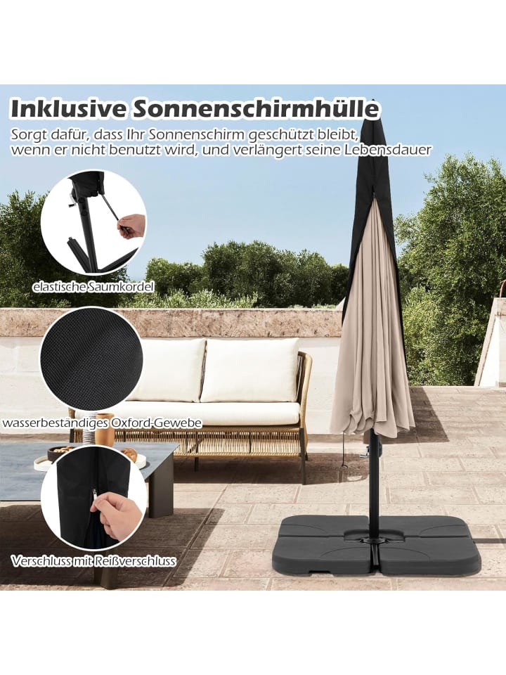 COSTWAY Sonnenschirm 300 cm, inkl. Schutzhülle in Beige günstig kaufen onesize