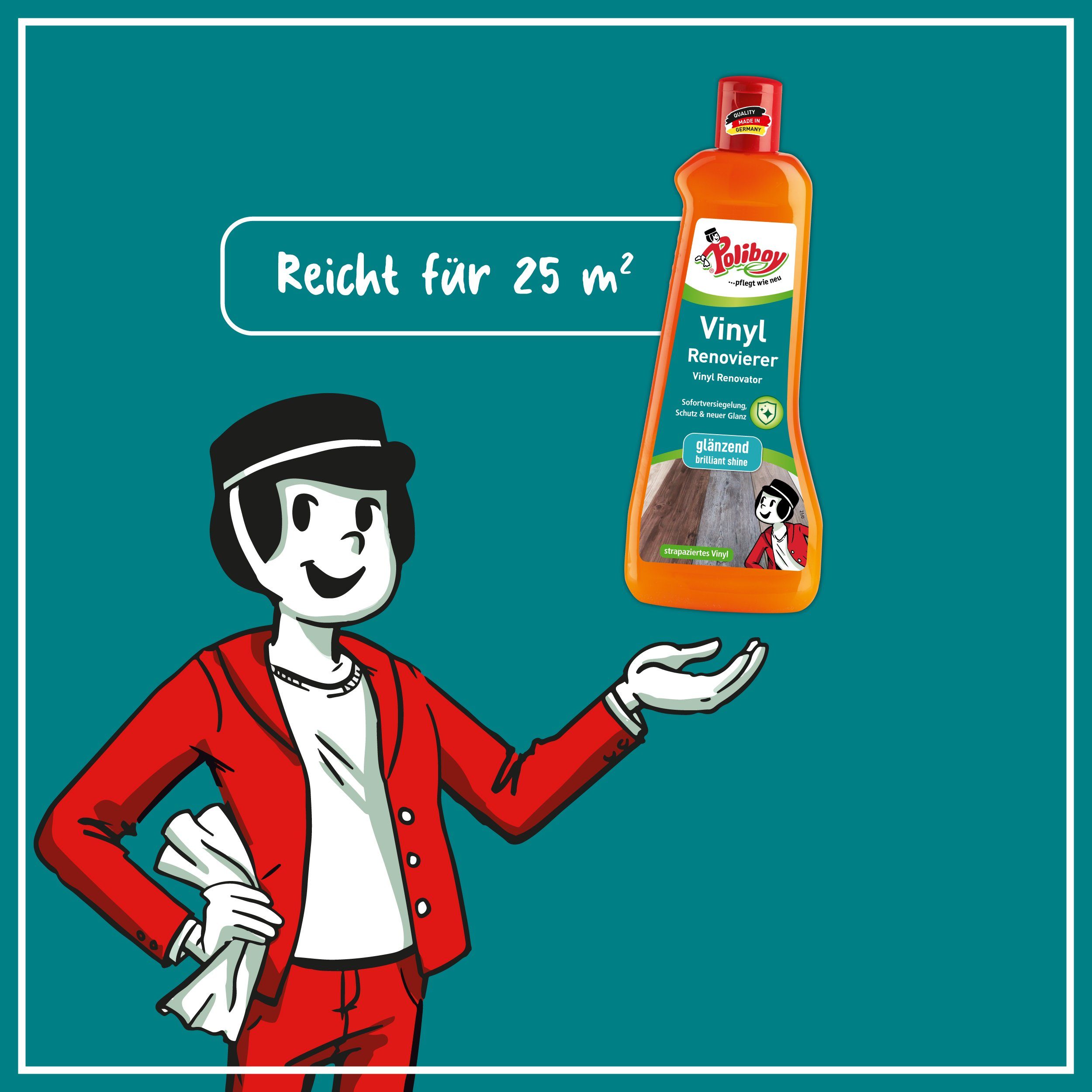 poliboy Vinyl Renovierer - 1 Liter - Vinyl- und Designbodenreiniger (restauriert Vinyl, Vinylböden oder Küchenböden - Made in Germany)