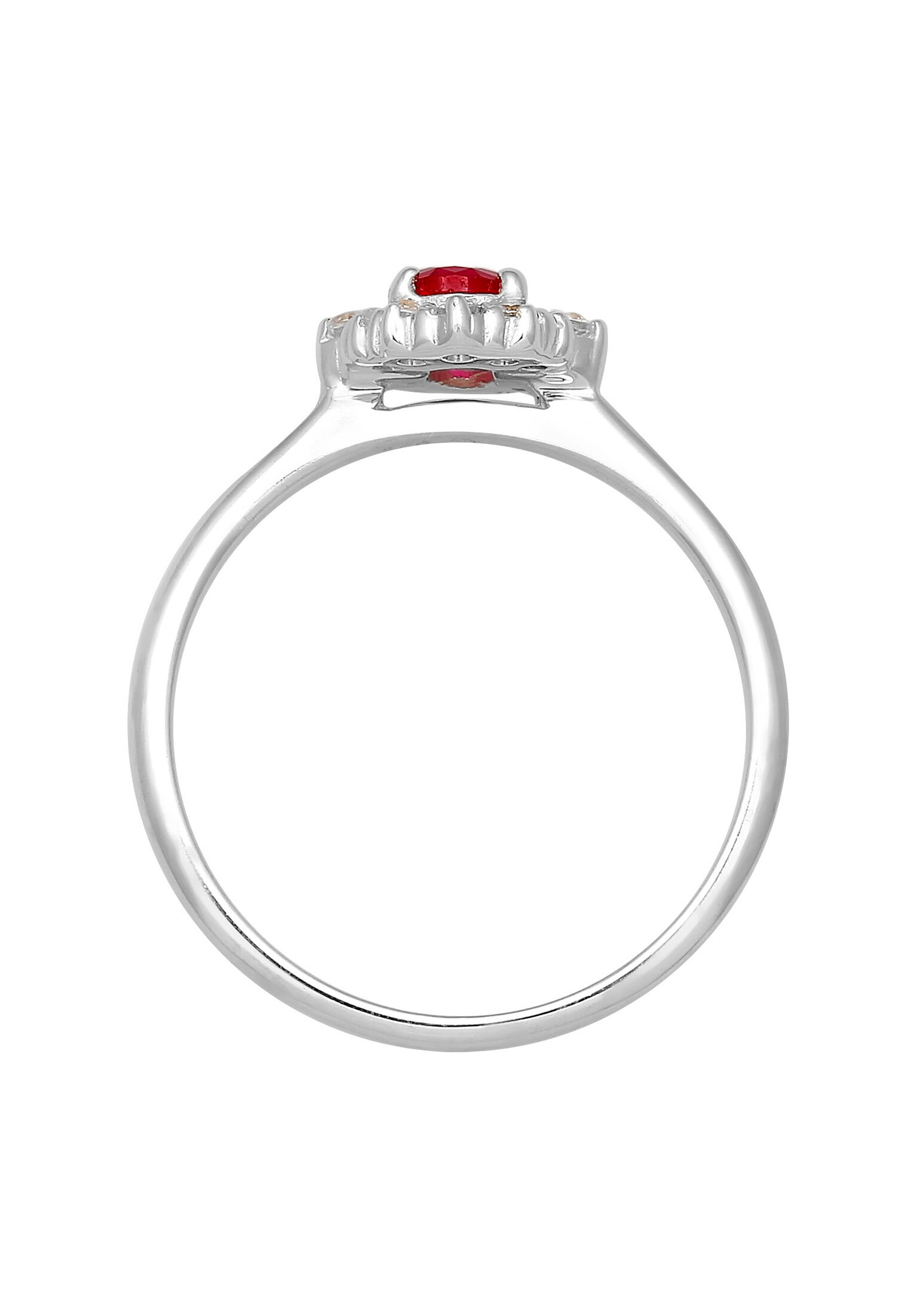 Elegante anello da cocktail ovale da donna Elli con rubino sintetico e zirconi cubici in argento sterling 925