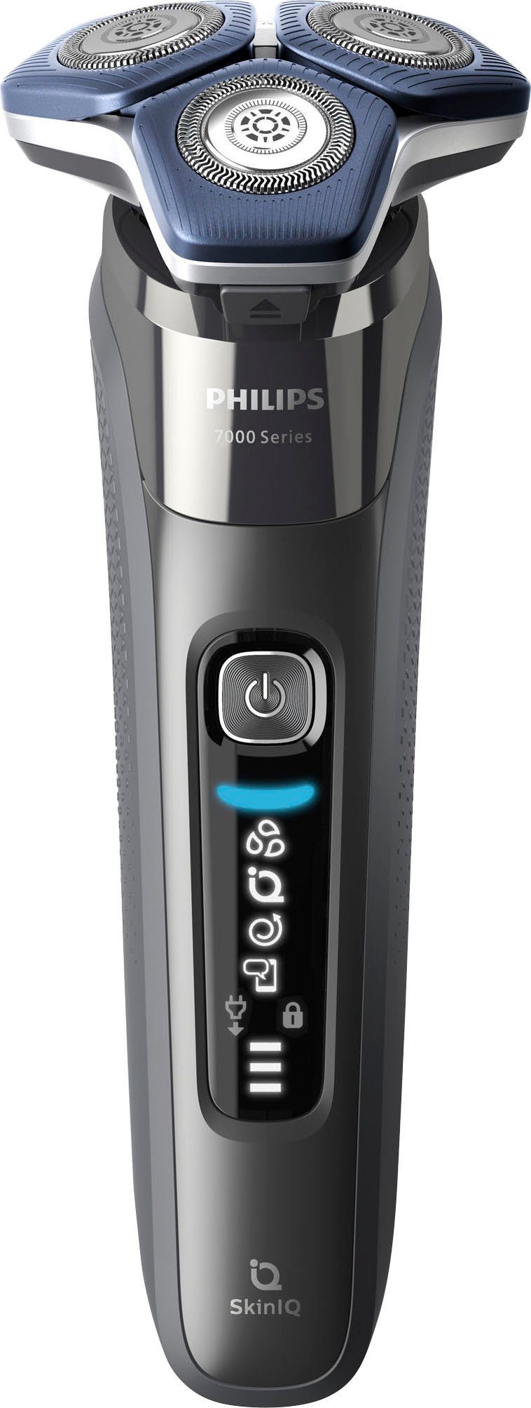 Philips Elektrorasierer Shaver Series 7000 S7887/63, Reinigungsstation, ausklappbarer Präzisionstrimmer, 4 Reinigungskartuschen, Ladestand, Etui, mit SkinIQ Technologie