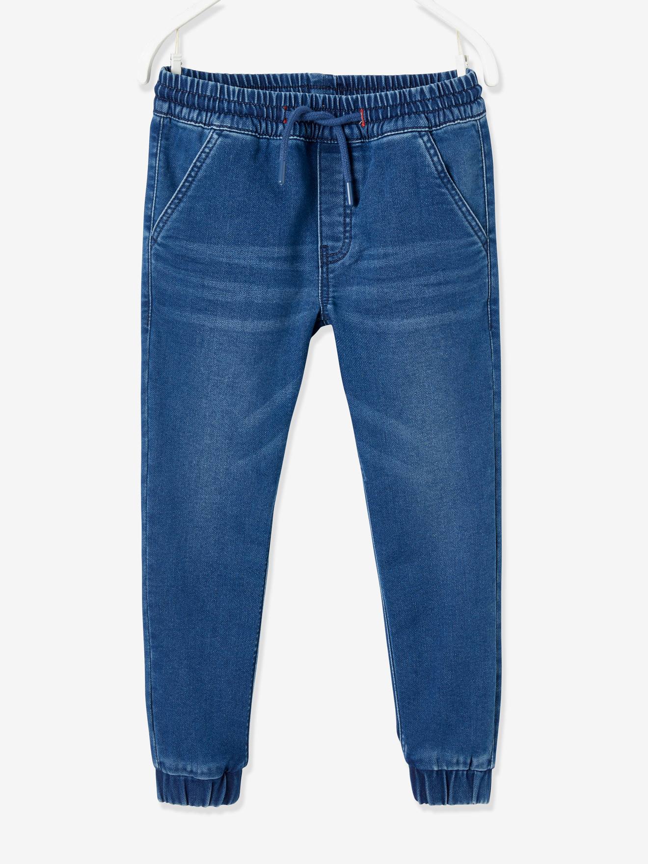 Pantalon jogger en molleton effet denim facile à enfiler garçon stone