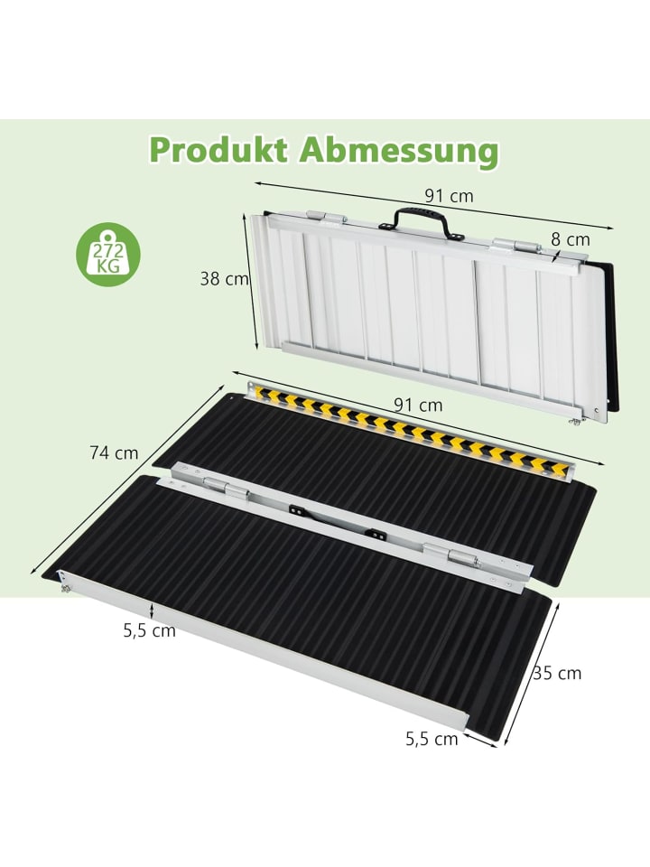 COSTWAY Rollstuhlrampe 91x74cm in Schwarz günstig kaufen onesize