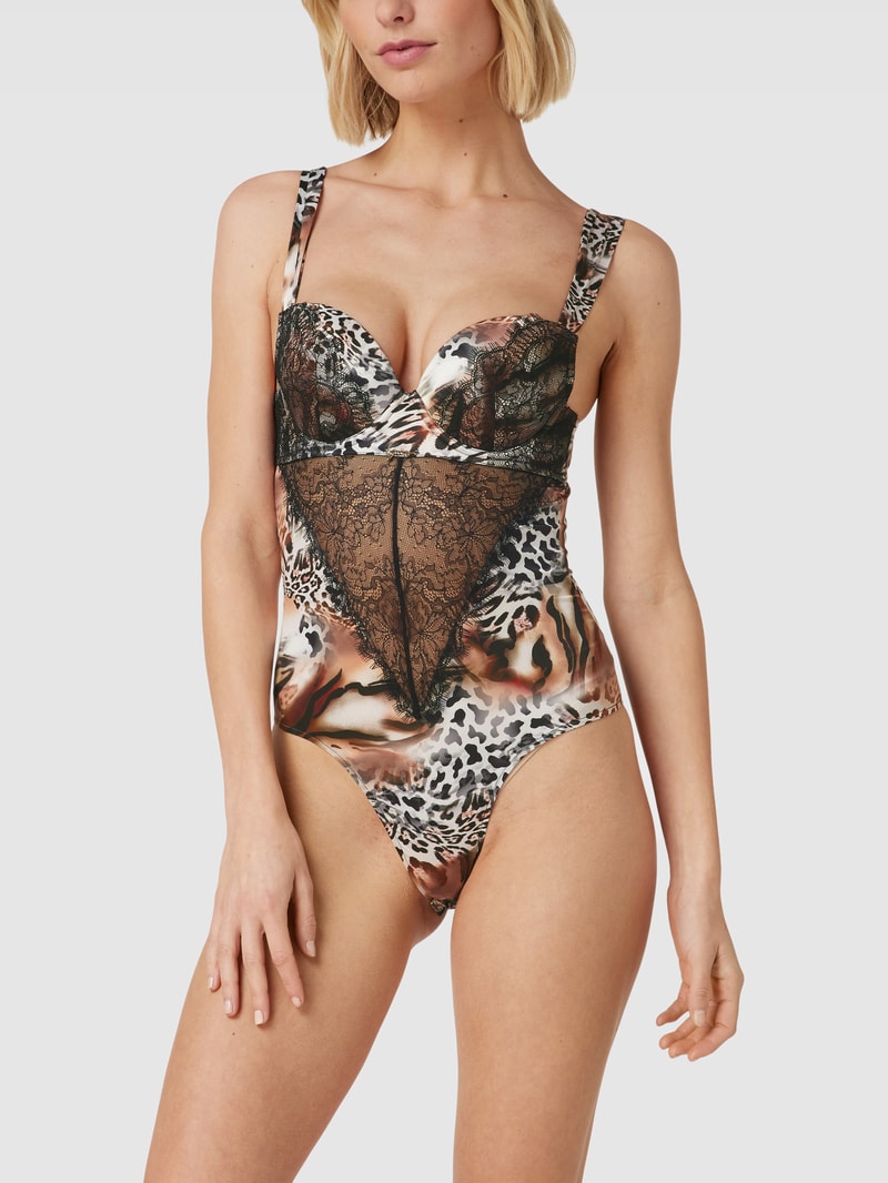 Body mit Animal-Print Modell 'DIVINA' in mittelbraun