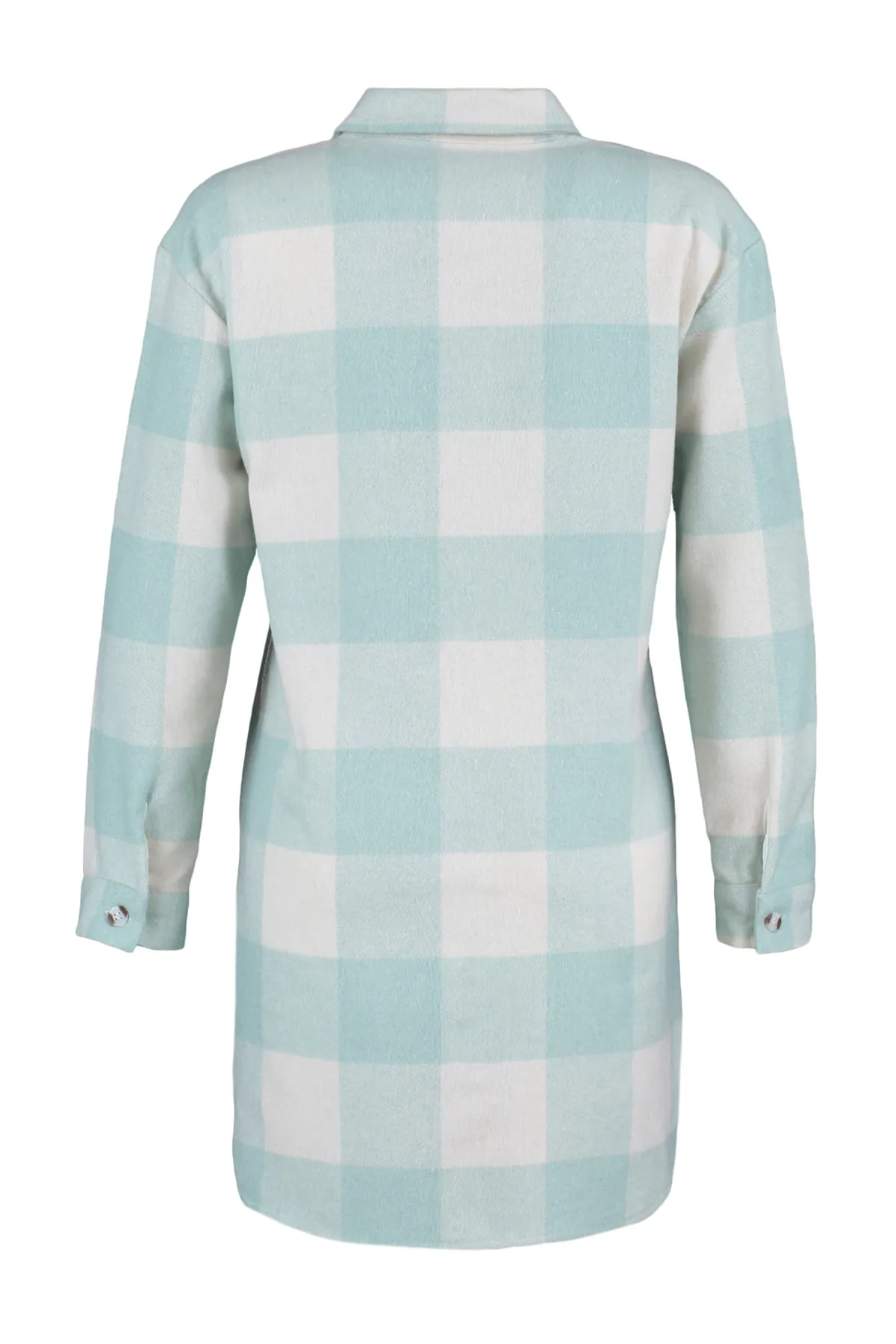 Trendyol Modest  Mintgrünes, kariertes, gemustertes, gewebtes Holzfäller-Winterhemd TCTAW23TG00004