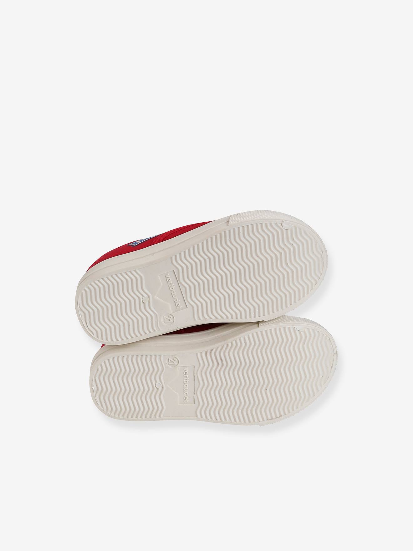 Baskets élastiquées en toile bébé rouge