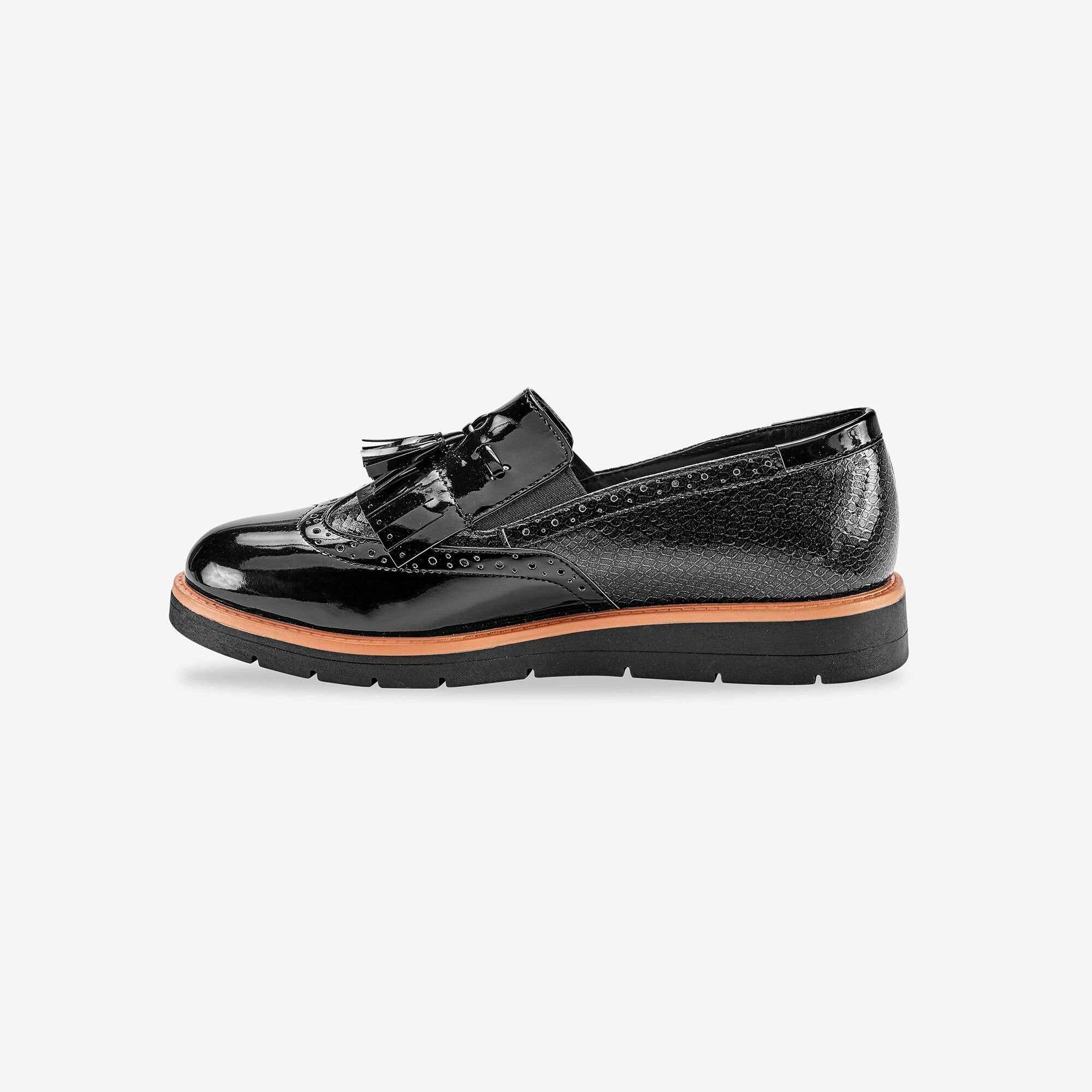 Mocassins compensés à franges et pompons