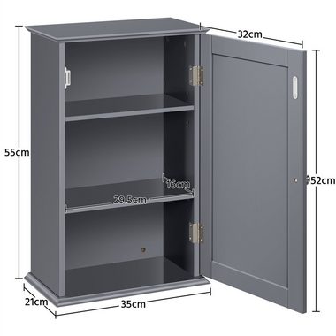 Yaheetech Hängeschrank Badezimmerschrank hängend Wandschrank mit Tür