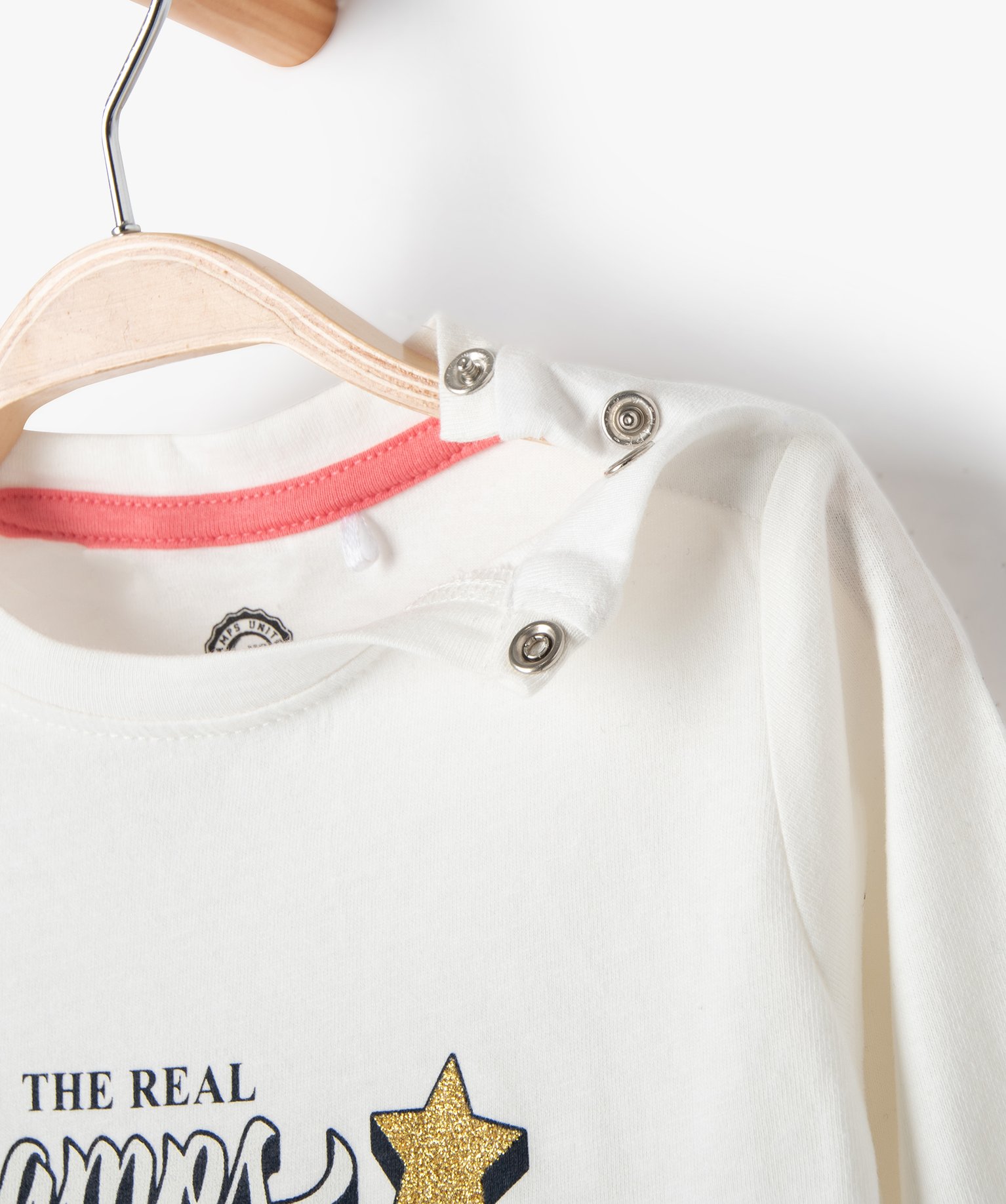 Tee-shirt bébé fille manches longues imprimé pailleté - ... ecru | GEMO