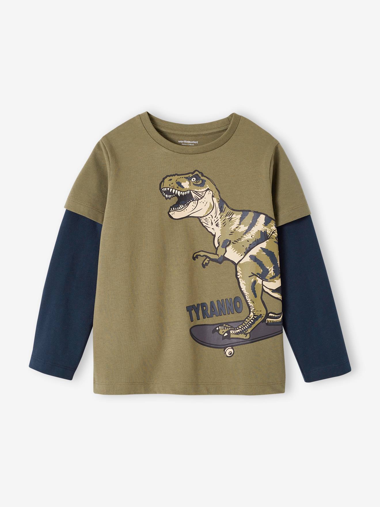 Tee-shirt effet doubles manches garçon bleu glacier