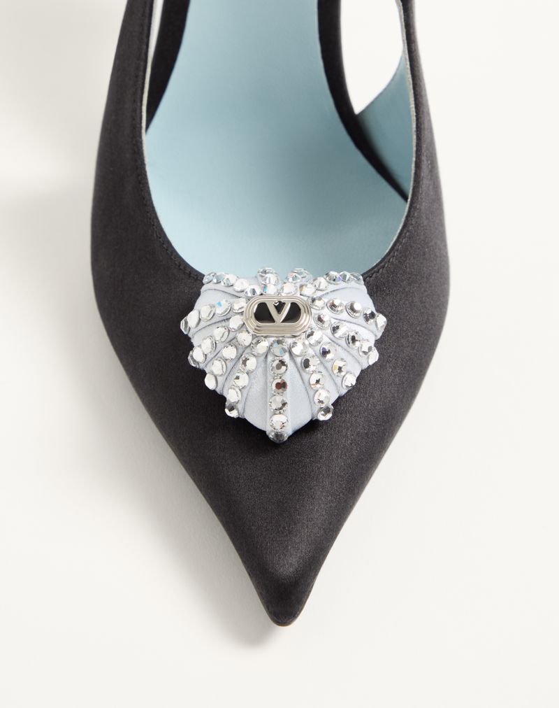 Coeur Royal Slingback Decote em Cetim 100mm