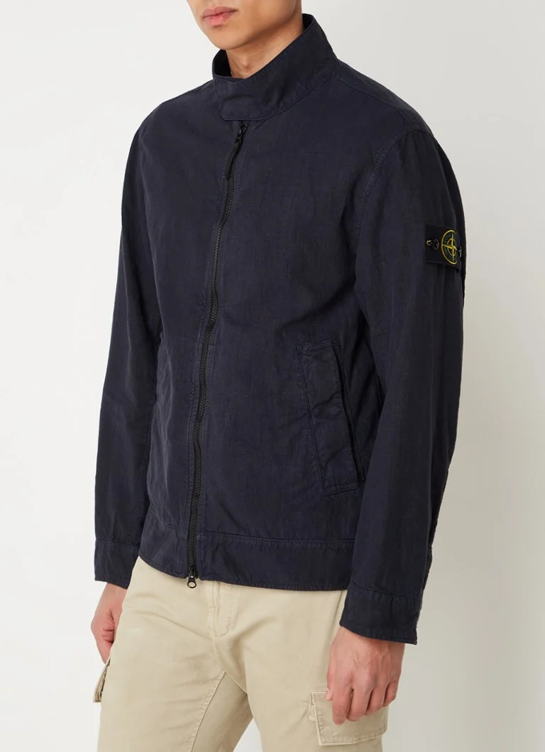Stone Island 42130 Jakna od mješavine lana s logotipom i bočnim džepovima