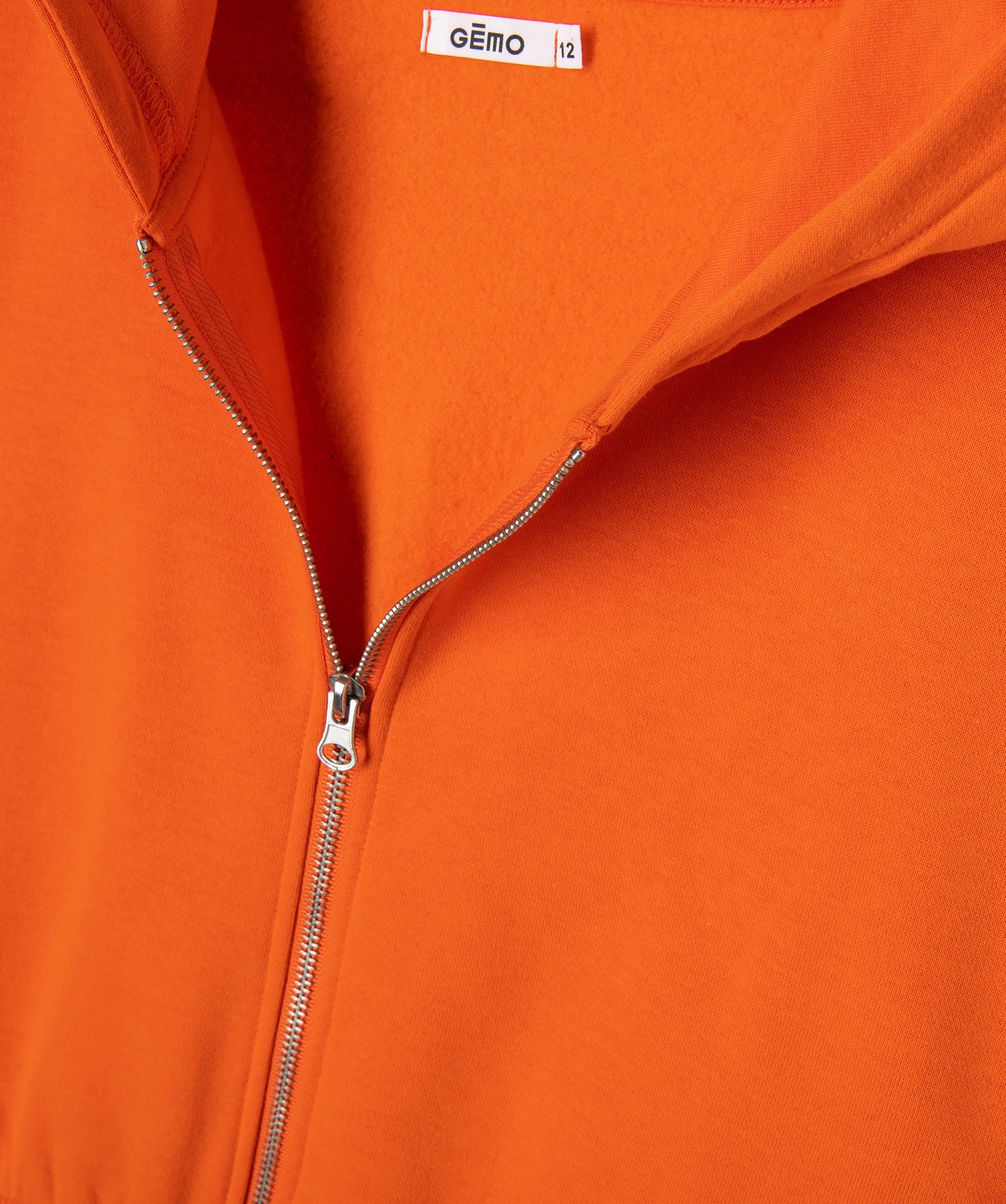 Sweat zippé à capuche coupe courte fille orange | GEMO