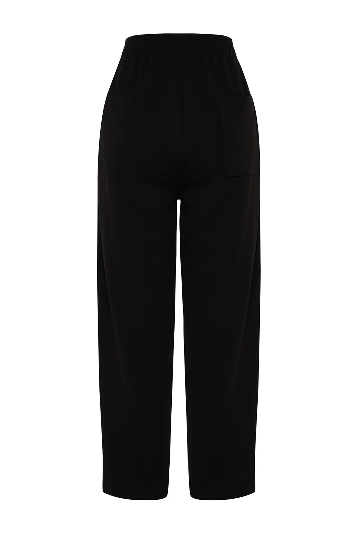 Trendyol Modest  X Kevser Sarıoğlu Schwarze gewebte Hose mit elastischem Bund TCLSS23TP00003