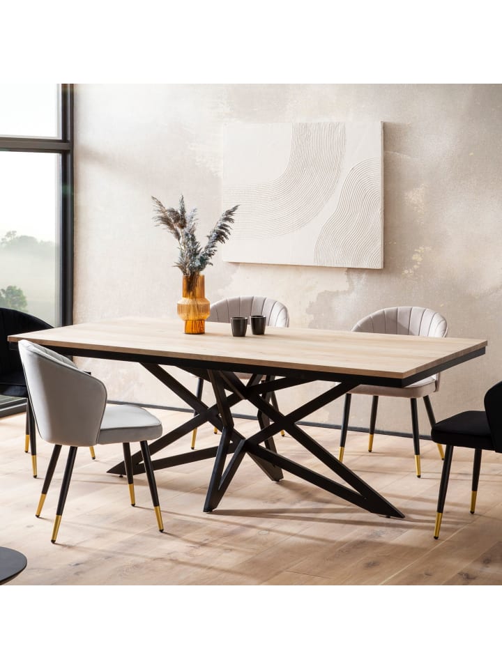 KADIMA DESIGN Esszimmertisch 200x100x77 cm Massivholz Metall Esstisch günstig kaufen onesize