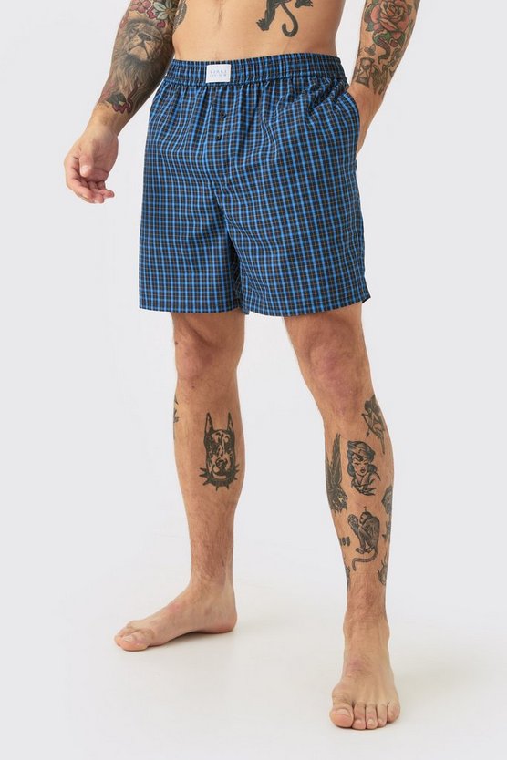 Schwarze karierte Boxershorts