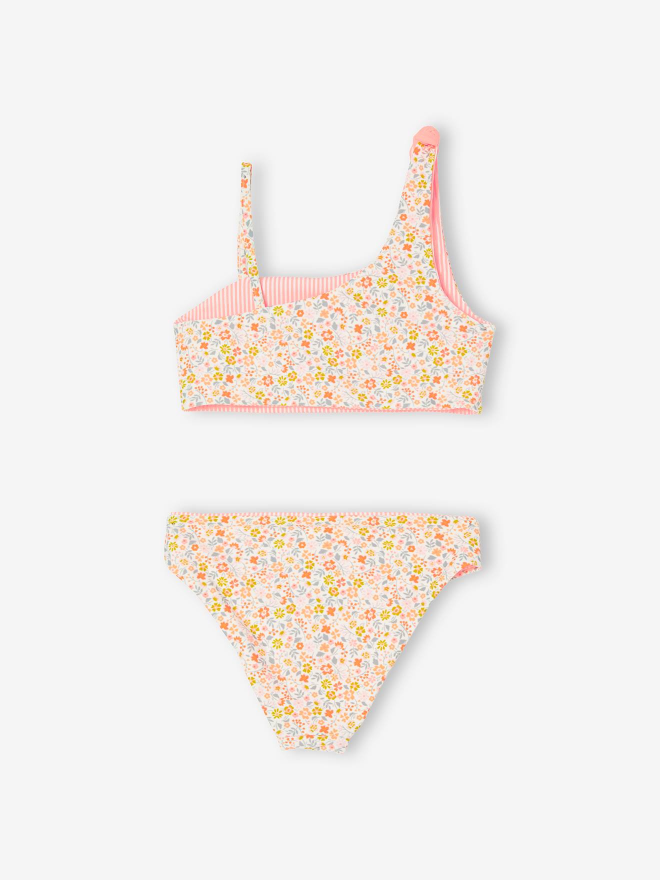 Vertbaudet Wendbarer Mädchen Bikini Oeko-Tex - koralle