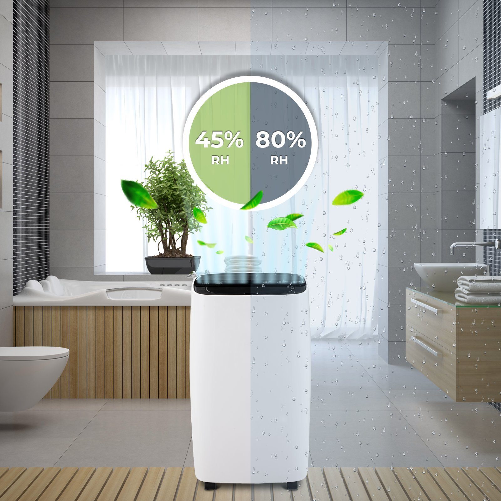 VENDOMNIA Luftreiniger Luftentfeuchter - 10/12 L / Tag, für 18 m² Räume, elektrisch, Digitalanzeige, Raumentfeuchter, Entfeuchtungsgerät