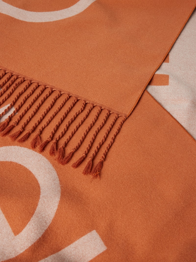 Schal mit Label-Stitching in dunkel orange