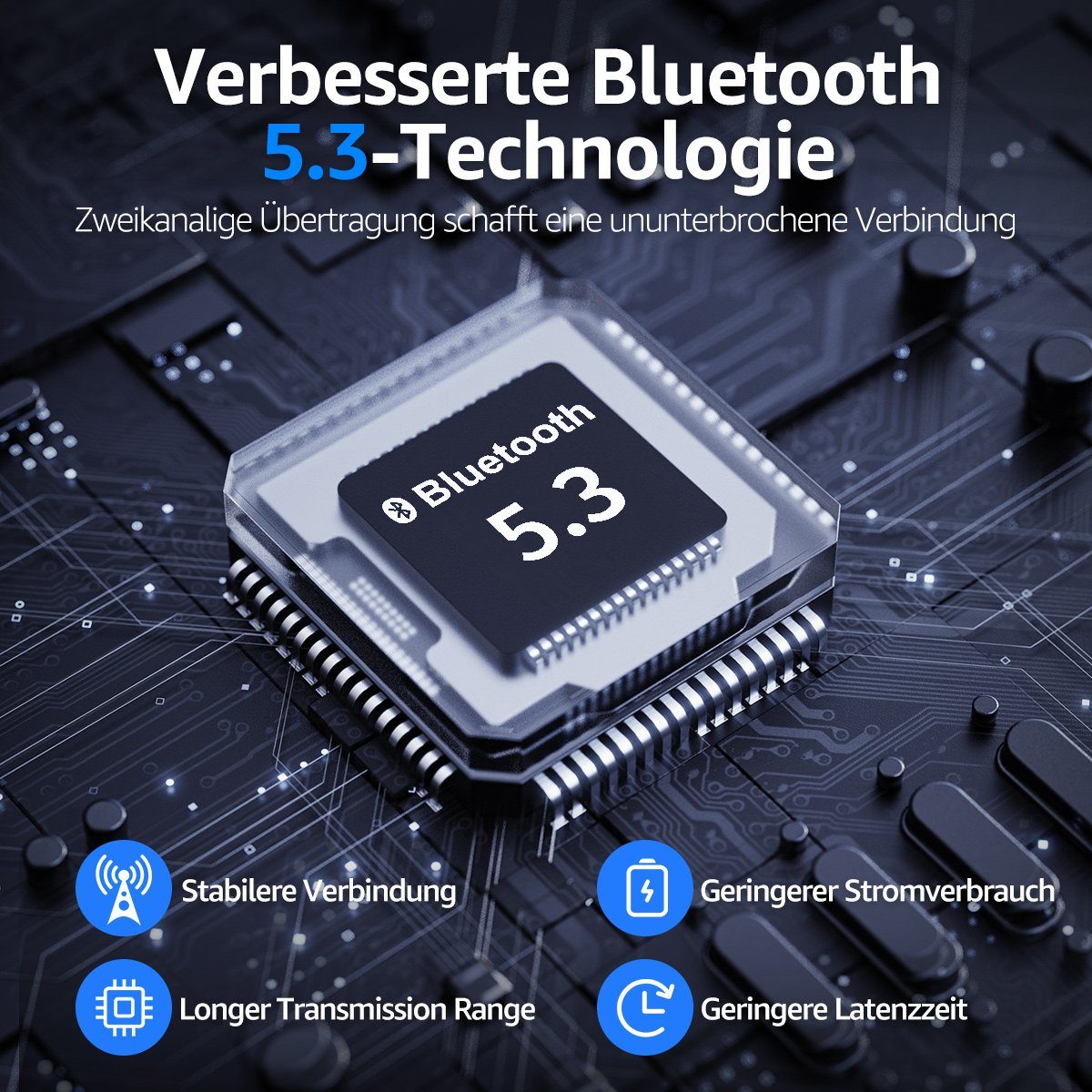 MOOHO wireless In Ear Kopfhörer, Bluetooth Kopfhörer Sport-Kopfhörer (Kabellose Kopfhörer Bluetooth 5.3 Stereo HiFi-Kopfhörer, LED Anzeige 25 Std IPX7 Wasserdicht Wireless Earbuds Mini Ladebox)